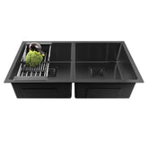 Fossa 45"x20"x10" Inch Double Bowl 304 Grade Honeycomb Embossed Kitchen Sink with Nano Coating (Black ) - Fossa Home